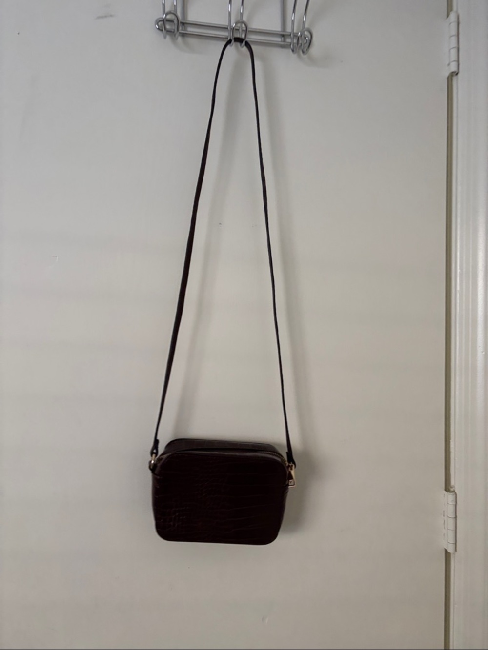 ASOS Dark Brown Croc-Embossed Crossbody Bag